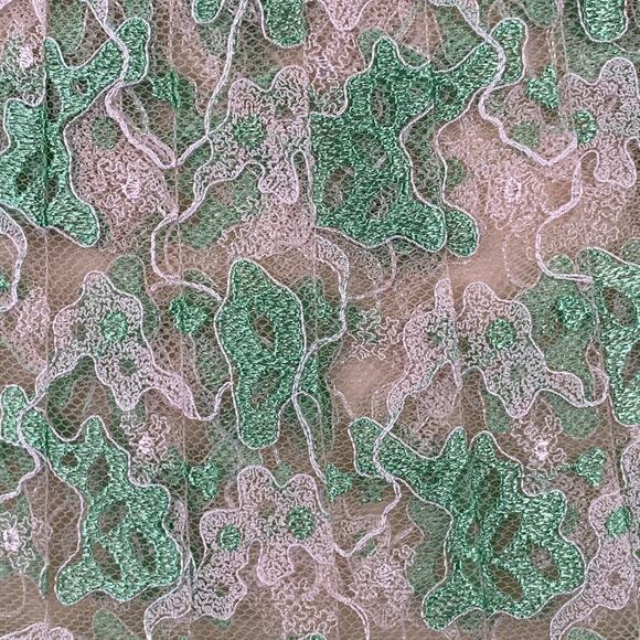 CHRISTOPHER KANE Size 6 Green Cream Silk Pleated Above Knee Skirt - Picture 2 of 6